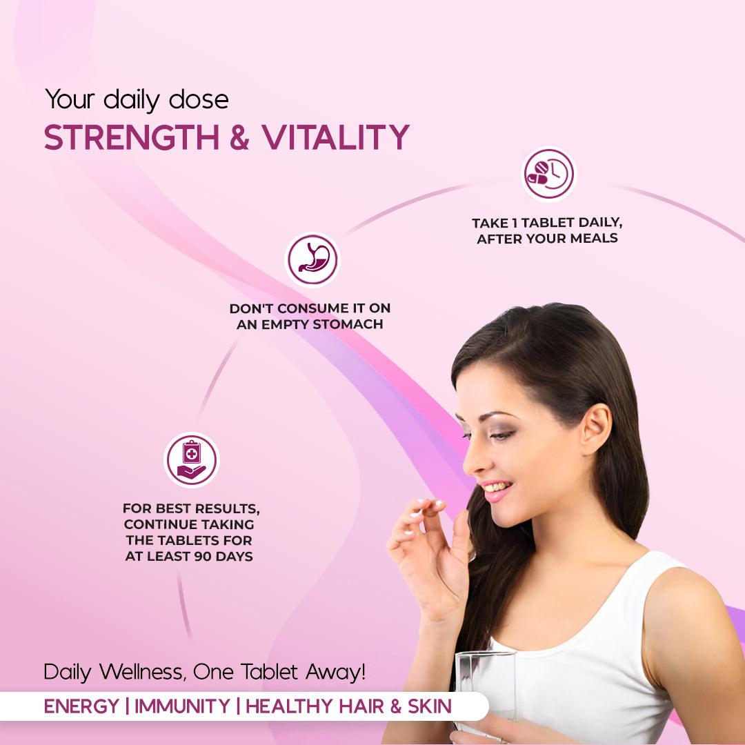 Vishwamed Multivitamin with Probiotics for Women | Essential Nutritional and Wellness Support - VishwaMed