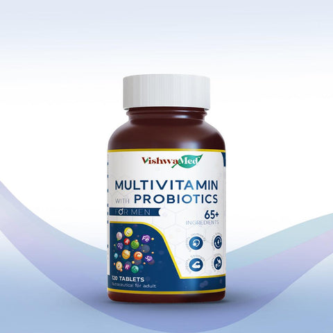 Vishwamed Multivitamin with Probiotics for Men | Daily Health and Wellness Support - VishwaMed