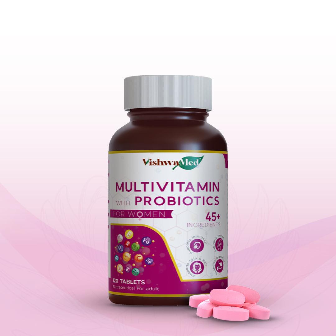 Vishwamed Multivitamin with Probiotics for Women | Essential Nutritional and Wellness Support - VishwaMed