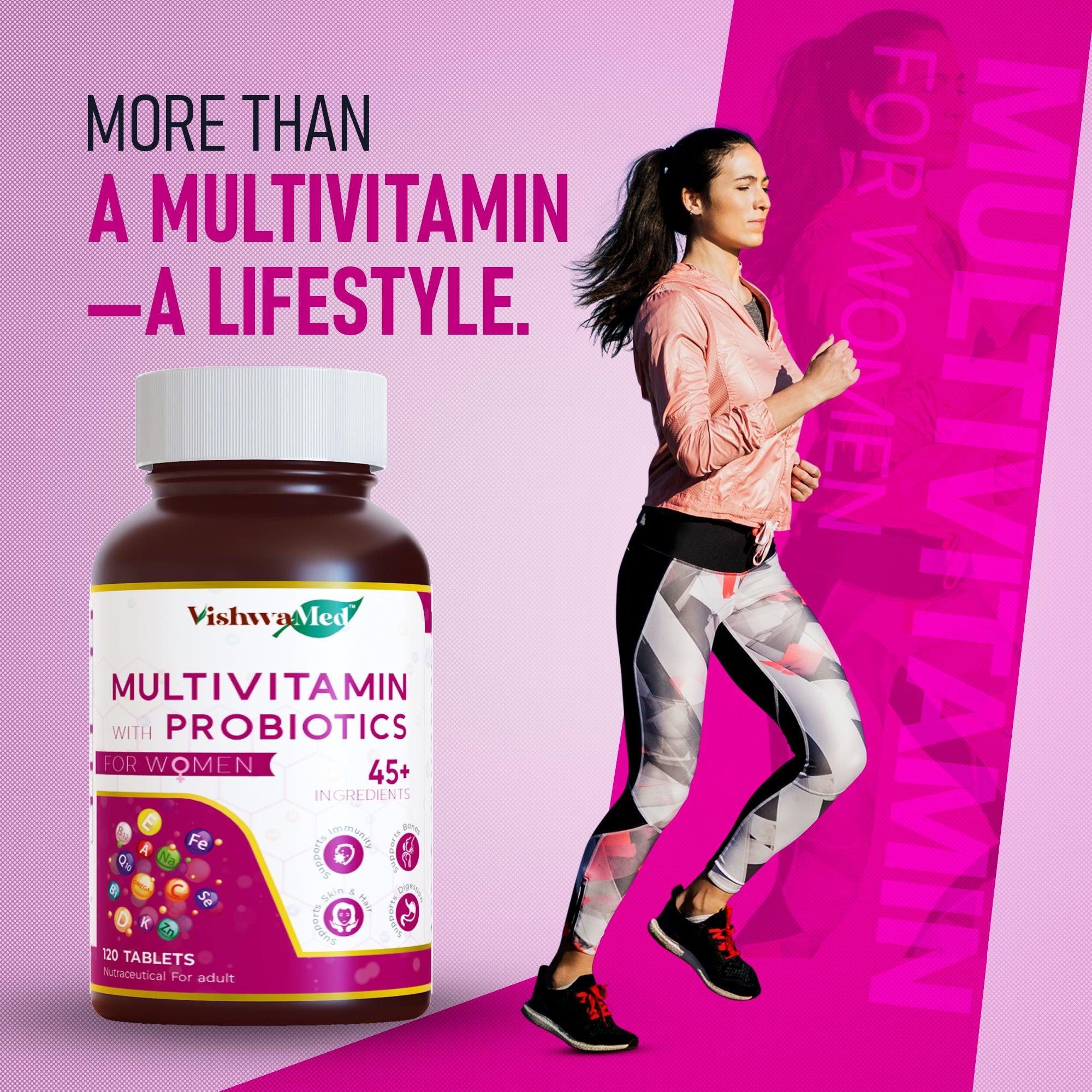 Vishwamed Multivitamin with Probiotics for Women | Essential Nutritional and Wellness Support - VishwaMed